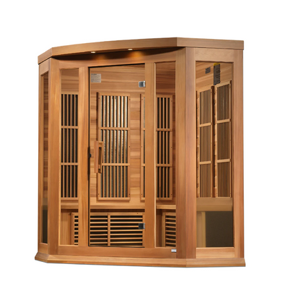 Maxxus 3-Person Corner Low EMF FAR Infrared Sauna – Red Cedar