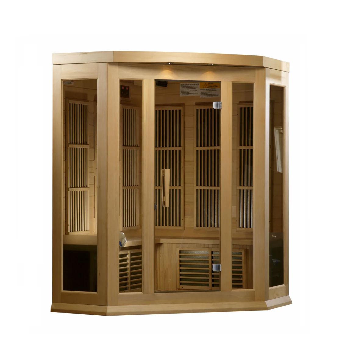 Maxxus K-Series 3-Person Corner Low EMF FAR Infrared Sauna – Hemlock
