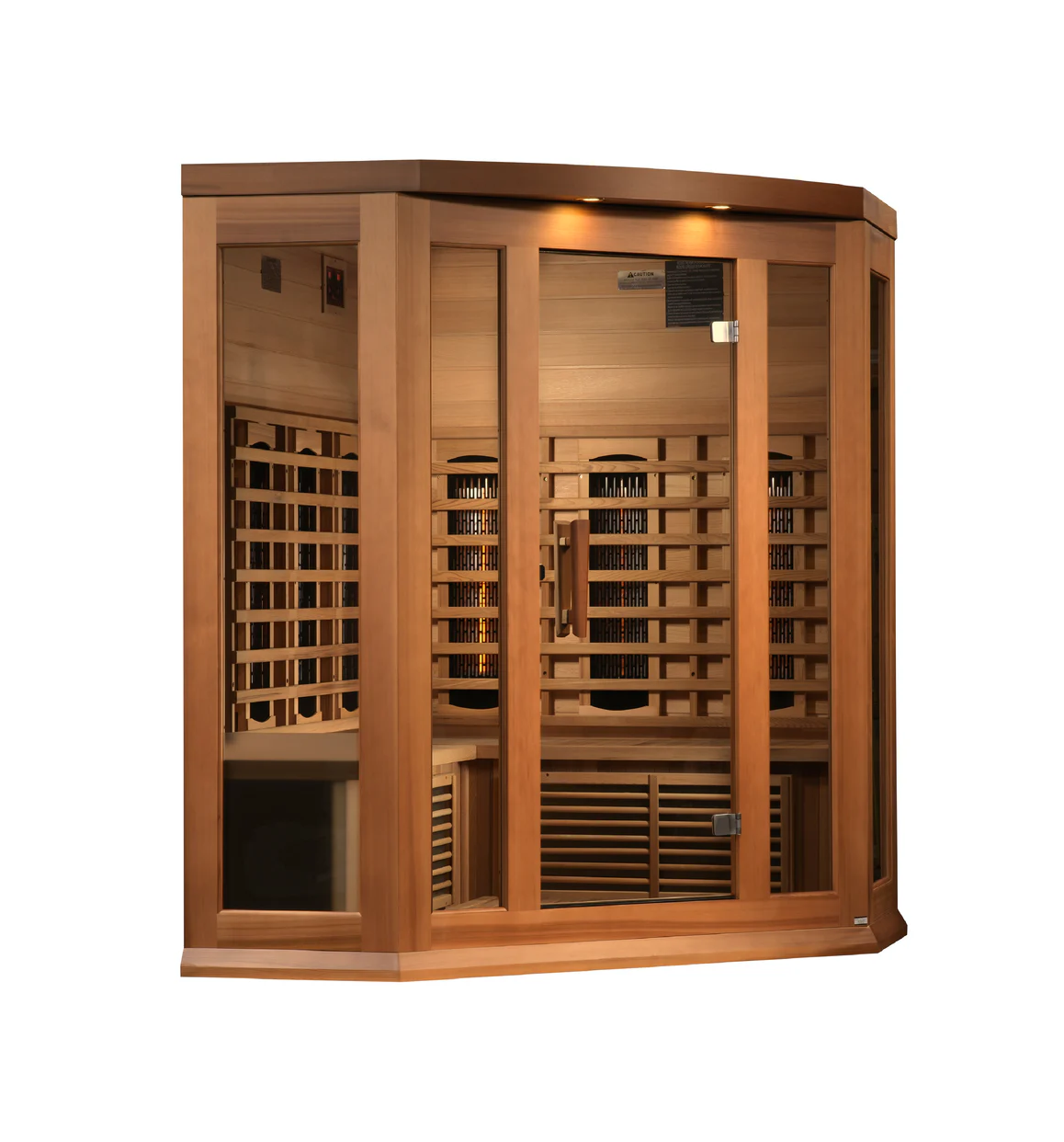 Maxxus 3-Person Corner Full Spectrum Near Zero EMF FAR Infrared Sauna – Red Cedar
