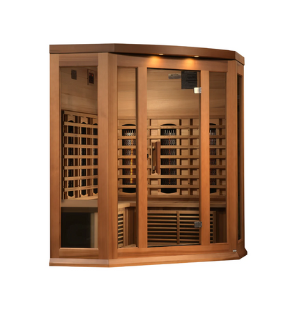 Maxxus 3-Person Corner Full Spectrum Near Zero EMF FAR Infrared Sauna – Red Cedar