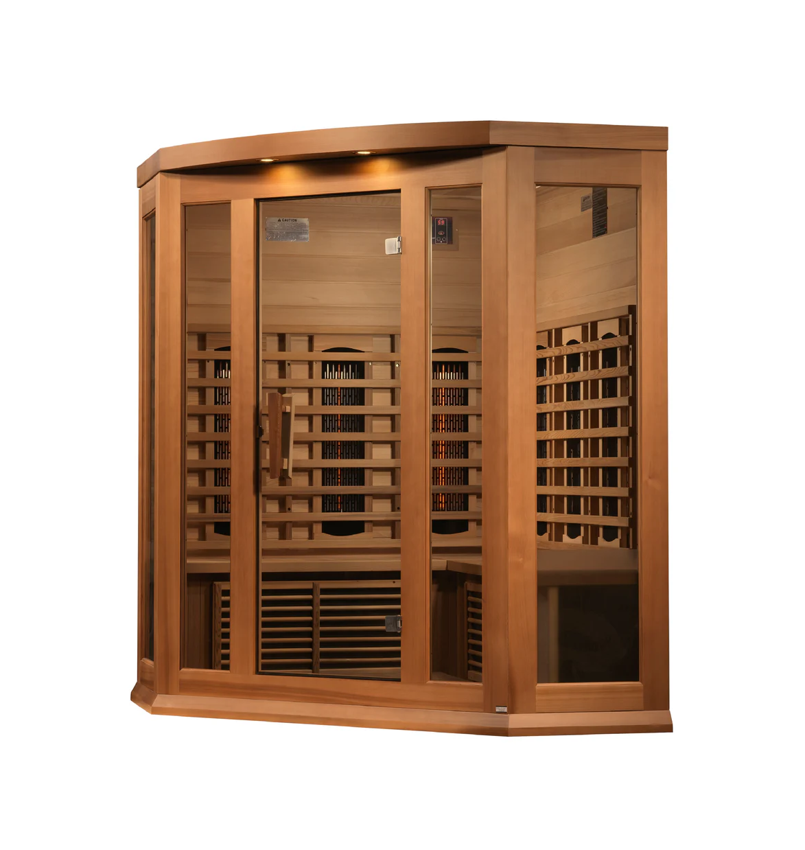 Maxxus 3-Person Corner Full Spectrum Near Zero EMF FAR Infrared Sauna – Red Cedar