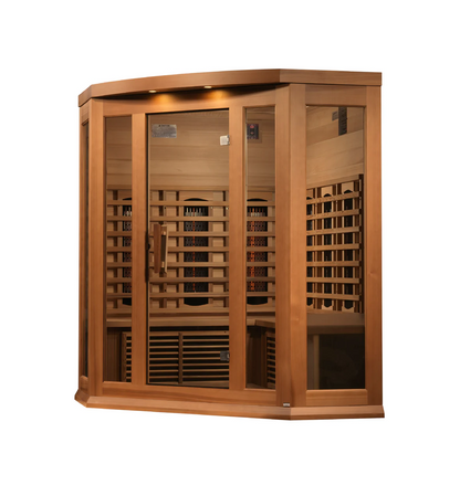 Maxxus 3-Person Corner Full Spectrum Near Zero EMF FAR Infrared Sauna – Red Cedar