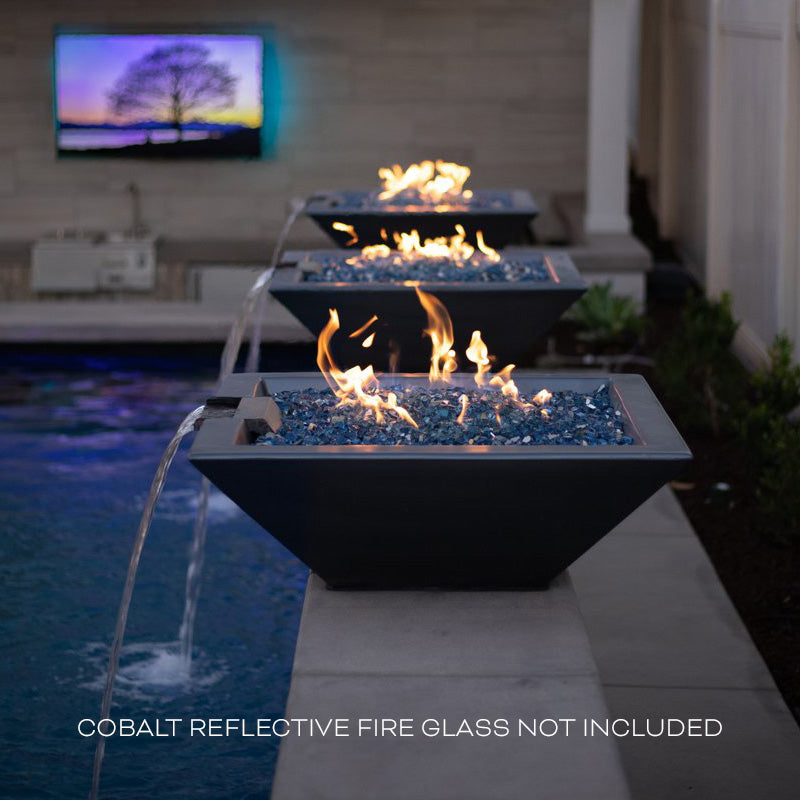 The Outdoor Plus 24-Inch Natural Gas Fueled, GFRC Concrete, Match Lit Maya Fire & Water Bowl - OPT-24SFW-LIM-NG