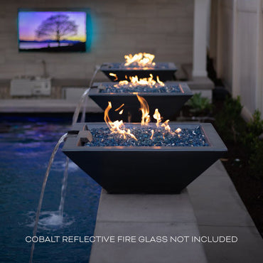 The Outdoor Plus 24-Inch Liquid Propane Fueled, GFRC Concrete, Maya Fire & Water Bowl with Low Voltage Electronic Ignition - OPT-24SFWE12V-VAN-LP