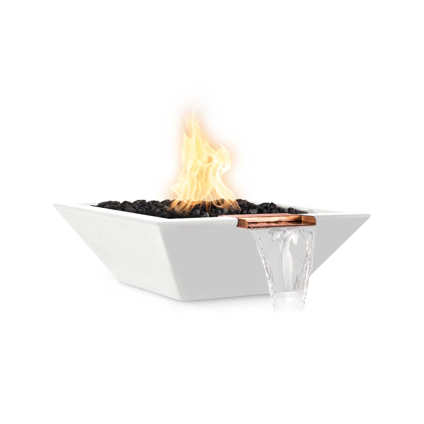 The Outdoor Plus 24-Inch Natural Gas Fueled, GFRC Concrete, Match Lit Maya Fire & Water Bowl - OPT-24SFW-LIM-NG