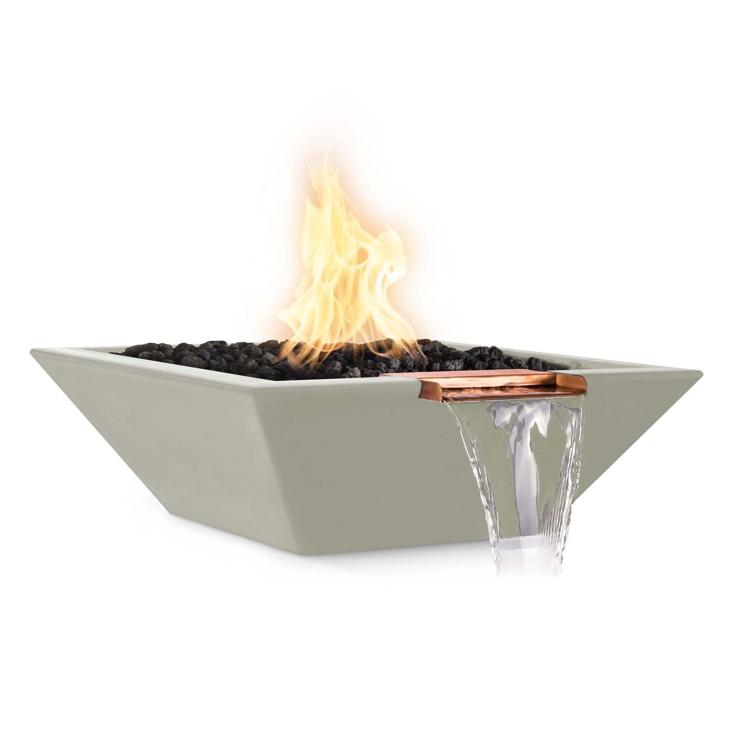 The Outdoor Plus 24-Inch Liquid Propane Fueled, GFRC Concrete, Match Lit Maya Fire & Water Bowl - OPT-24SFW-ASH-LP