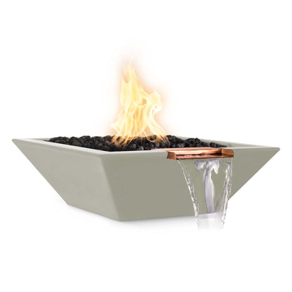 The Outdoor Plus 24-Inch Liquid Propane Fueled, GFRC Concrete, Match Lit Maya Fire & Water Bowl - OPT-24SFW-ASH-LP