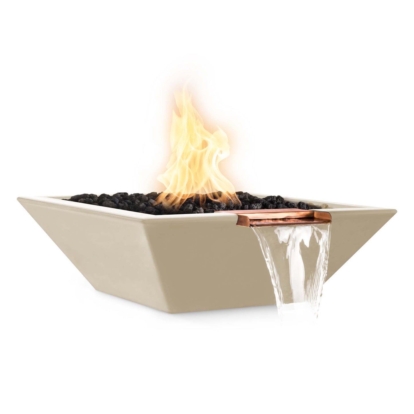 The Outdoor Plus 24-Inch Liquid Propane Fueled, GFRC Concrete, Maya Fire & Water Bowl with Low Voltage Electronic Ignition - OPT-24SFWE12V-VAN-LP