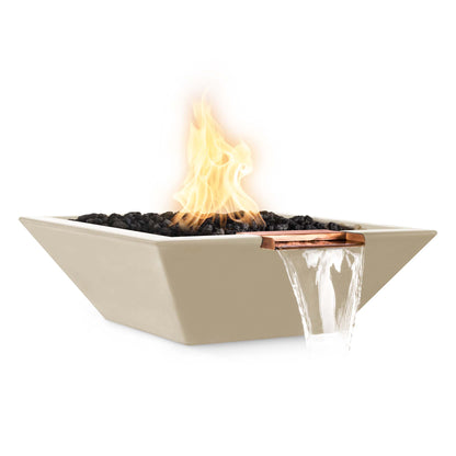 The Outdoor Plus 24-Inch Liquid Propane Fueled, GFRC Concrete, Maya Fire & Water Bowl with Low Voltage Electronic Ignition - OPT-24SFWE12V-VAN-LP