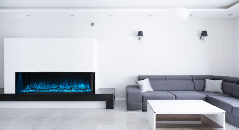 Modern Flames Landscape Pro Multi 56 Floating Mantel Set – Weathere Walnut, Wall-Mounted – WMC-56LPM-WW