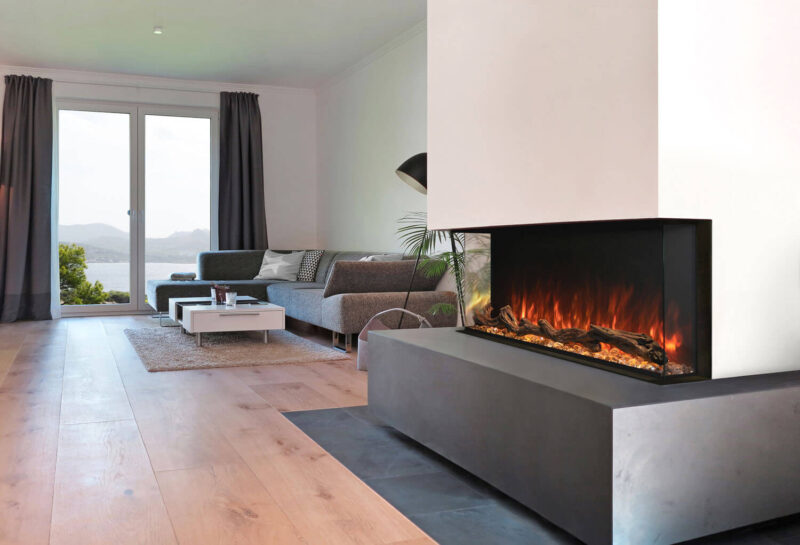 Modern Flames Landscape Pro Multi 56 Floating Mantel Set – Weathere Walnut, Wall-Mounted – WMC-56LPM-WW