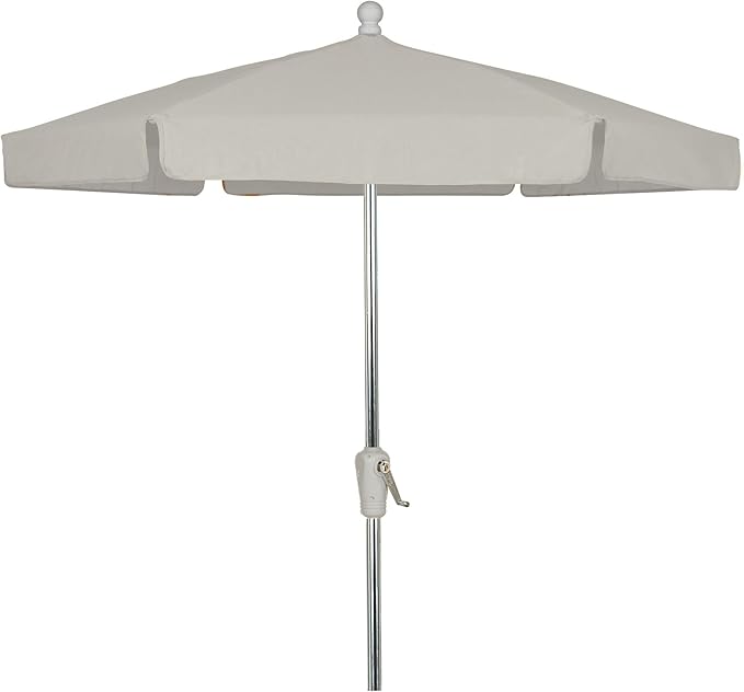 FiberBuilt Garden Umbrella with Crank Lift, 7.5 Foot Beige Canopy and Bright Aluminum Pole - 7GCRA-Beige