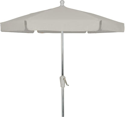 FiberBuilt Garden Umbrella with Crank Lift, 7.5 Foot Beige Canopy and Bright Aluminum Pole - 7GCRA-Beige