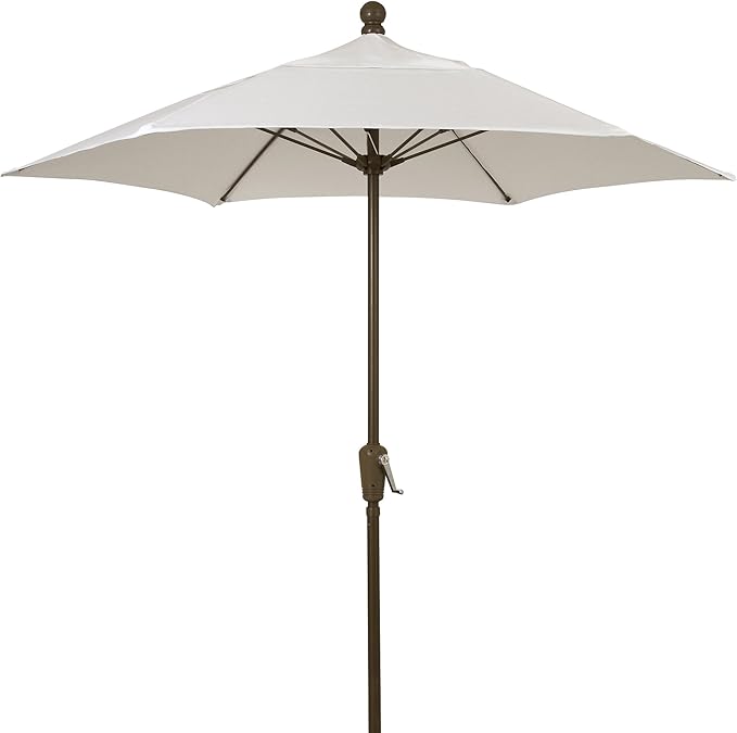 FiberBuilt Patio Umbrella with Crank Lift, 7.5 Foot Beige Canopy and Champagne Bronze Pole - 7HCRCB-Beige