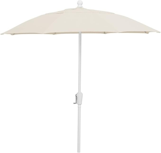 FiberBuilt Patio Umbrella with Crank Lift, 7.5 Foot Navy Blue Canopy and White Pole - 7HCRW-Navy Blue