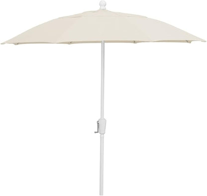 FiberBuilt Patio Umbrella with Crank Lift, 7.5 Foot Navy Blue Canopy and White Pole - 7HCRW-Navy Blue