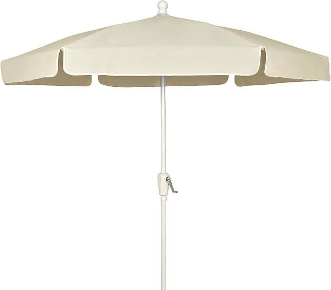 FiberBuilt Garden Umbrella with Crank Lift, 7.5 Foot Navy Blue Canopy and White Pole - 7GCRW-Navy Blue