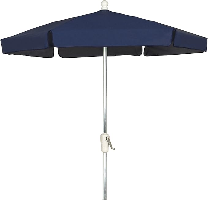 FiberBuilt Garden Umbrella with Crank Lift, 7.5 Foot Beige Canopy and Bright Aluminum Pole - 7GCRA-Beige