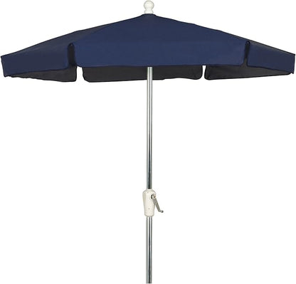 FiberBuilt Garden Umbrella with Crank Lift, 7.5 Foot Beige Canopy and Bright Aluminum Pole - 7GCRA-Beige