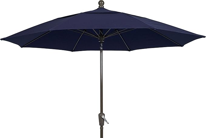 FiberBuilt Patio Umbrella with Crank Lift, 7.5 Foot Beige Canopy and Champagne Bronze Pole - 7HCRCB-Beige