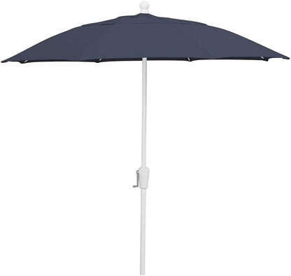 FiberBuilt Patio Umbrella with Crank Lift, 7.5 Foot Navy Blue Canopy and White Pole - 7HCRW-Navy Blue