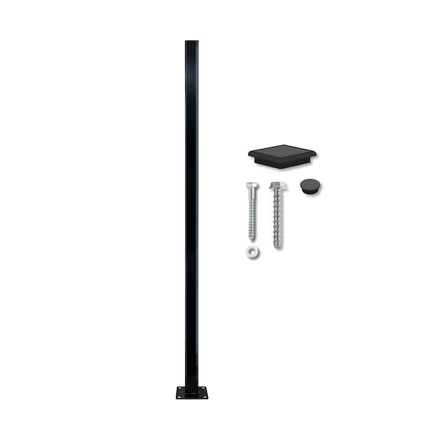 OUTDECO 75 in. Above Ground Galvanized Steel Fence Post with Welded Base Plate