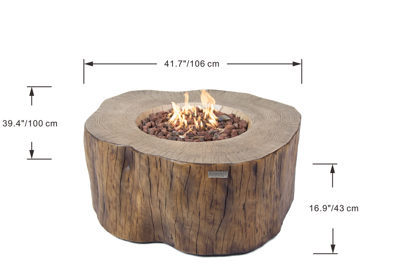 ELEMENTI - Manchester 42 Concrete Fire Table- Red wood - OFG145RW