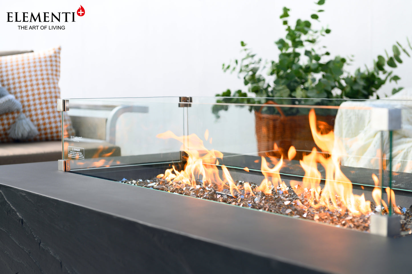 ELEMENTI  -  Cape Town 56 Sandstone Fire Table - Slate Black - OFG410SL