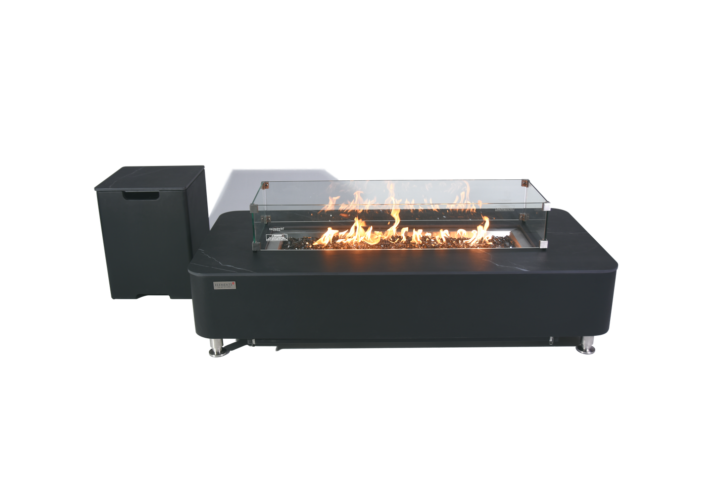 ELEMENTI - Valencia 62 Marble Porcelain Top Fire Table - Bulgaria Black - OFP102BB