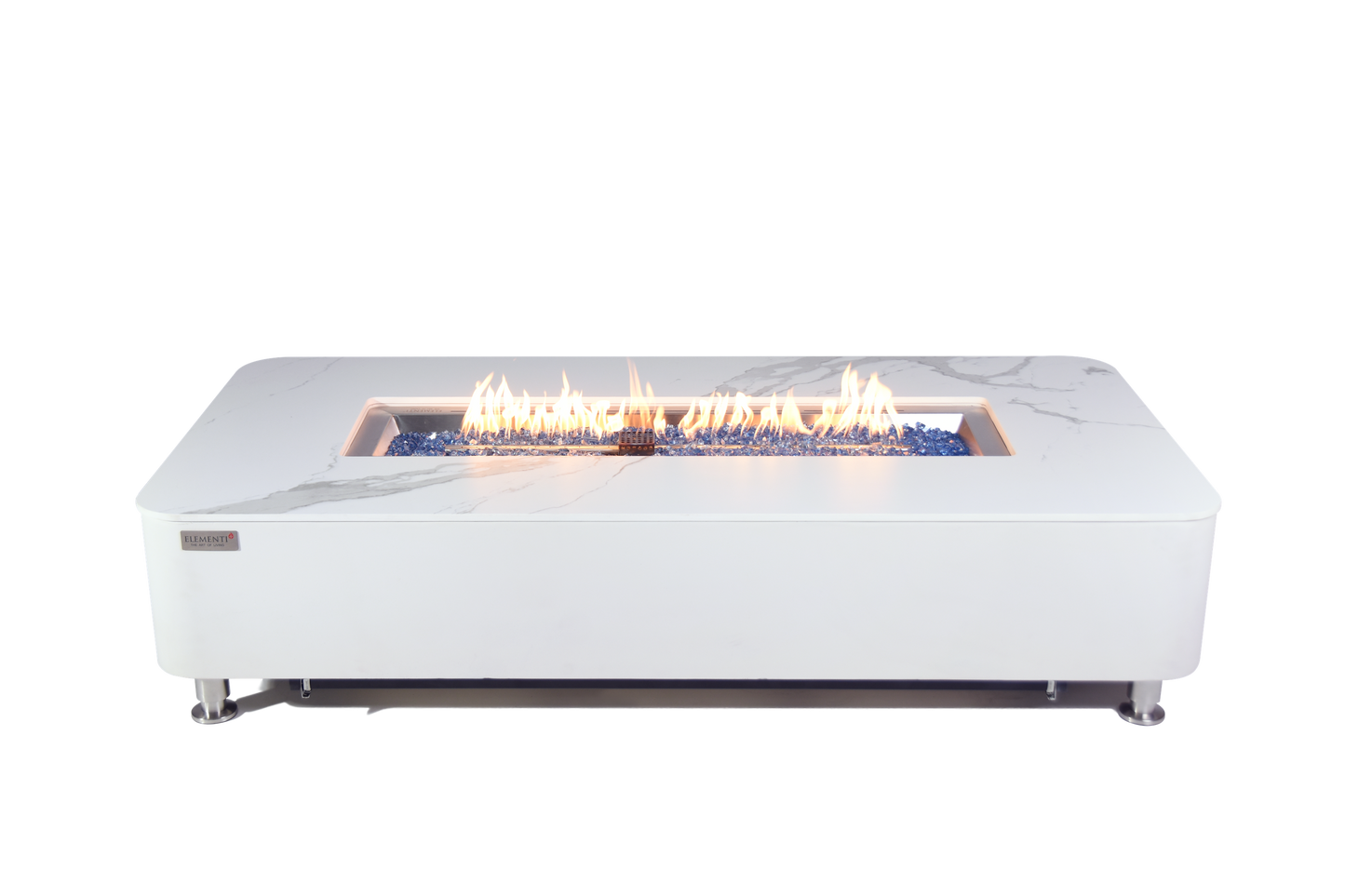 ELEMENTI - Athens 62 Marble Porcelain Top Fire Table - Bianco White - OFP102BW
