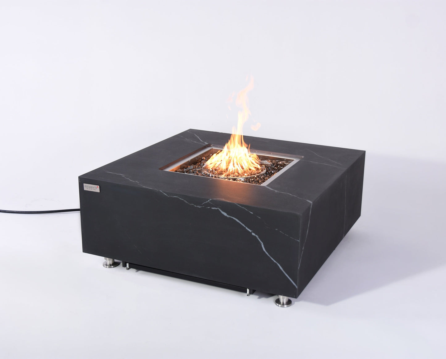 ELEMENTI  -  Sofia 40 Marble Porcelain Fire Table- Bulgaria Black - OFP103BB