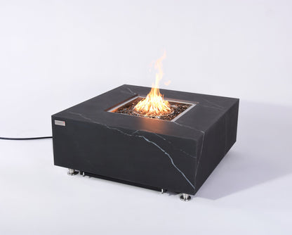 ELEMENTI  -  Sofia 40 Marble Porcelain Fire Table- Bulgaria Black - OFP103BB