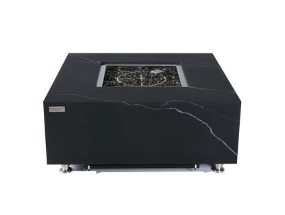 ELEMENTI  -  Sofia 40 Marble Porcelain Fire Table- Bulgaria Black - OFP103BB