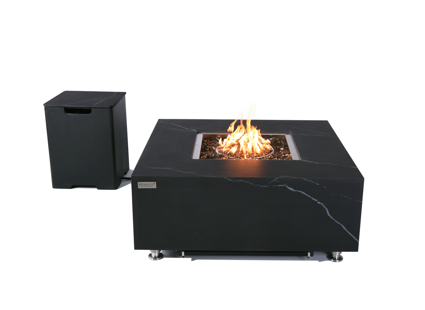 ELEMENTI  -  Sofia 40 Marble Porcelain Fire Table- Bulgaria Black - OFP103BB