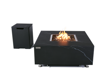 ELEMENTI  -  Sofia 40 Marble Porcelain Fire Table- Bulgaria Black - OFP103BB