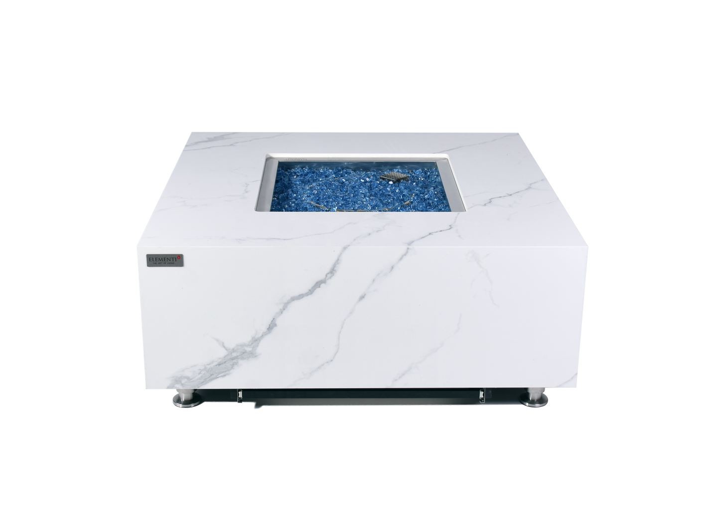 ELEMENTI - Bianco 40 Marble Porcelain Fire Table - Bianco White - OFP103BW