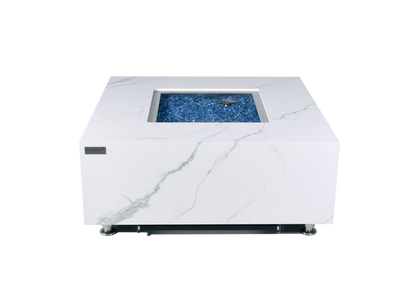 ELEMENTI - Bianco 40 Marble Porcelain Fire Table - Bianco White - OFP103BW