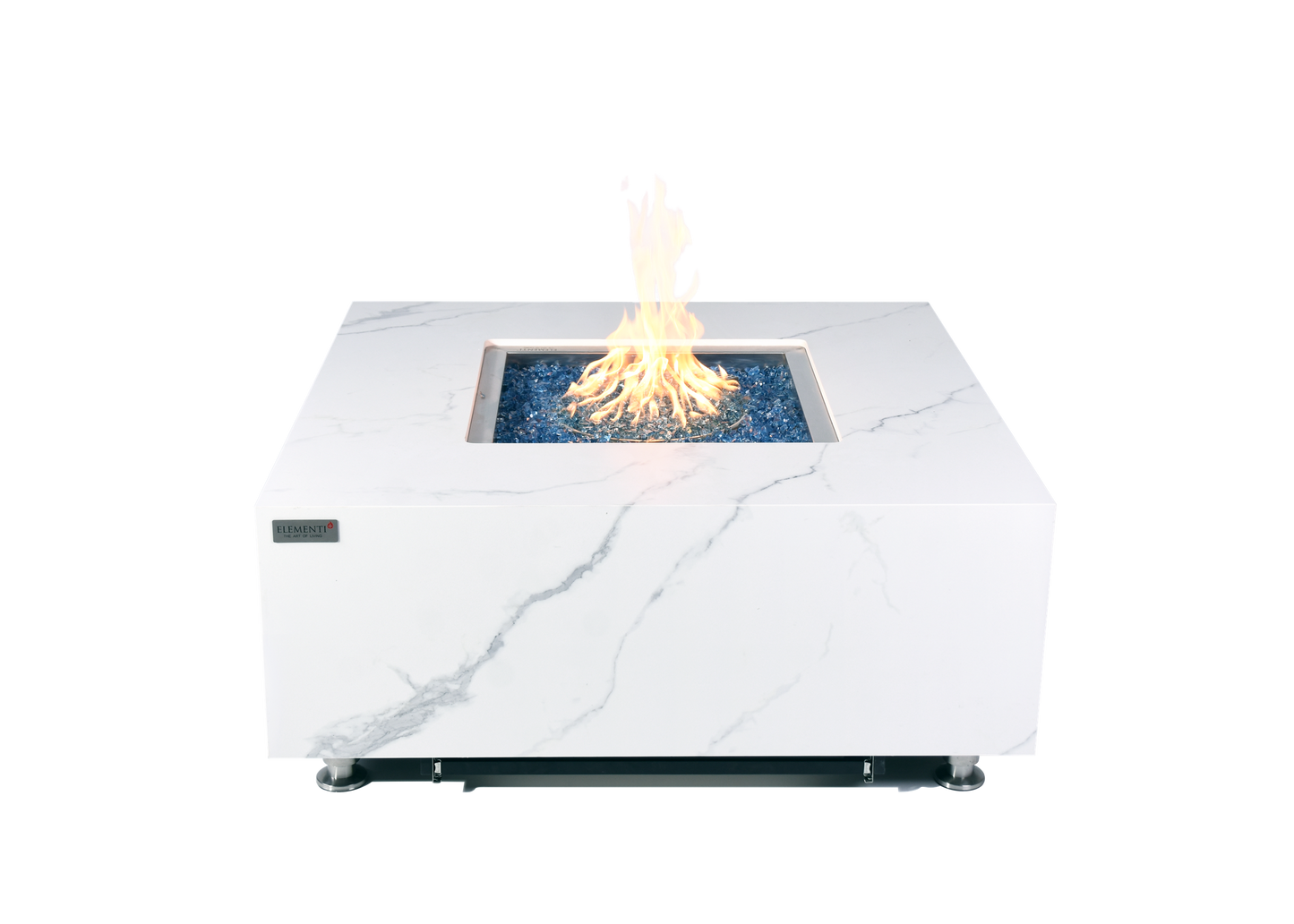 ELEMENTI - Bianco 40 Marble Porcelain Fire Table - Bianco White - OFP103BW