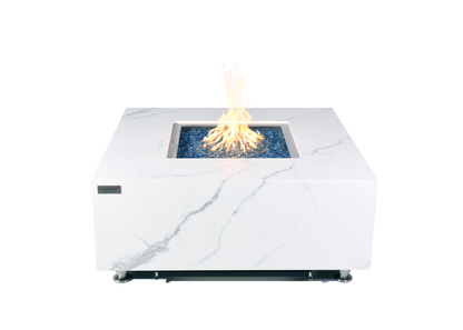 ELEMENTI - Bianco 40 Marble Porcelain Fire Table - Bianco White - OFP103BW
