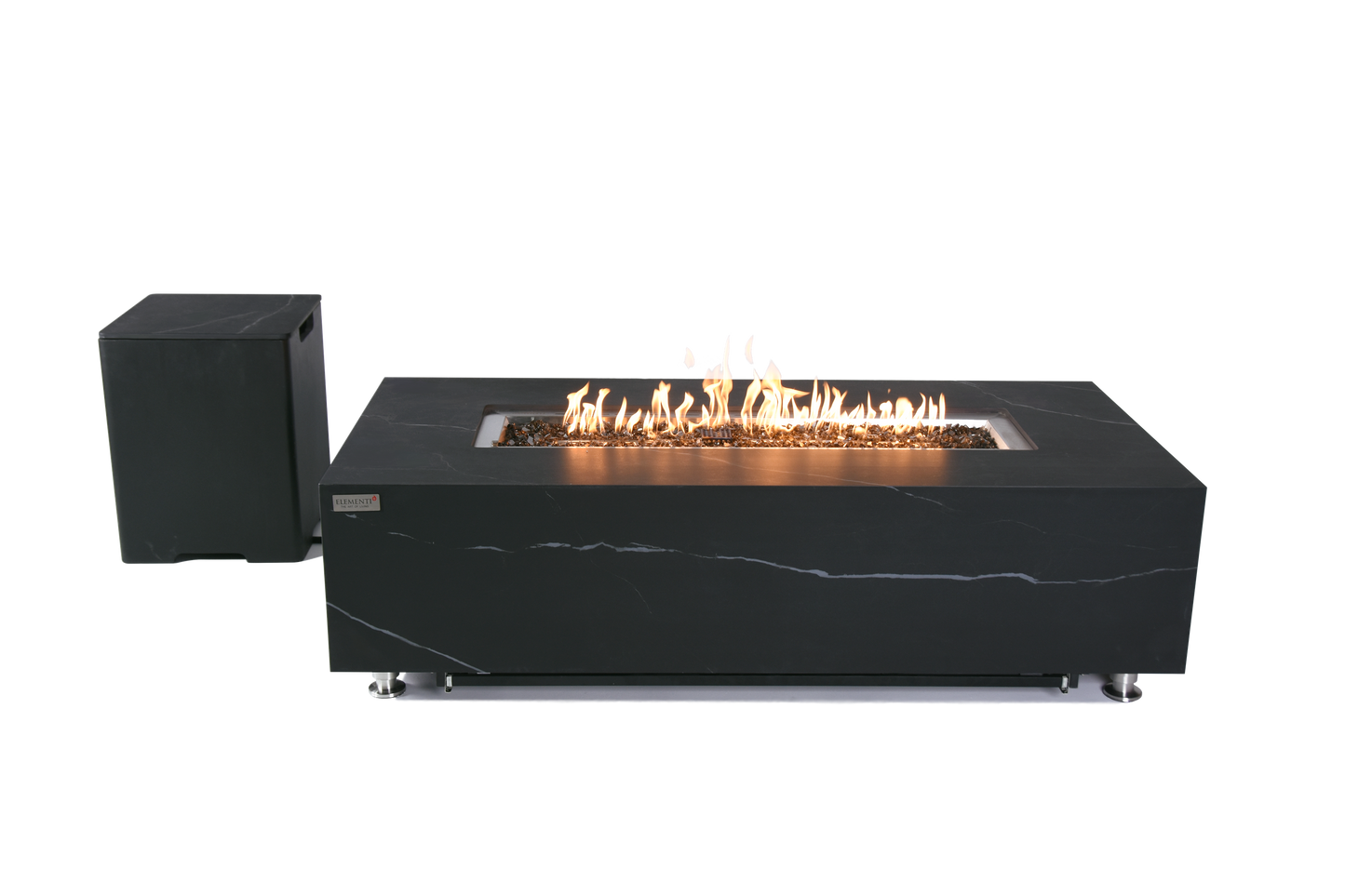 ELEMENTI  -  Varna 60 Marble Porcelain Fire Table - Bulgaria Black - OFP121BB