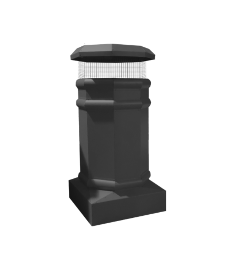 Isokern Ontario 38" Decorative Steel Chimney Pot - SQOCT-2138-TC