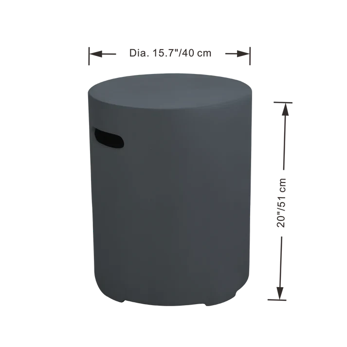 ELEMENTI - Round Tank Cover -20.0H - Light Gray - ONB01-102DG