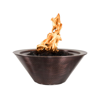 The Outdoor Plus 24-Inch Liquid Propane Fueled Hammered Patina Copper Match Lit Cazo Fire Bowl - OPT-101-24NWF-LP