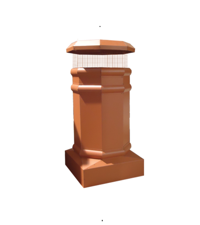 Isokern Ontario 38" Decorative Steel Chimney Pot - SQOCT-2138-TC