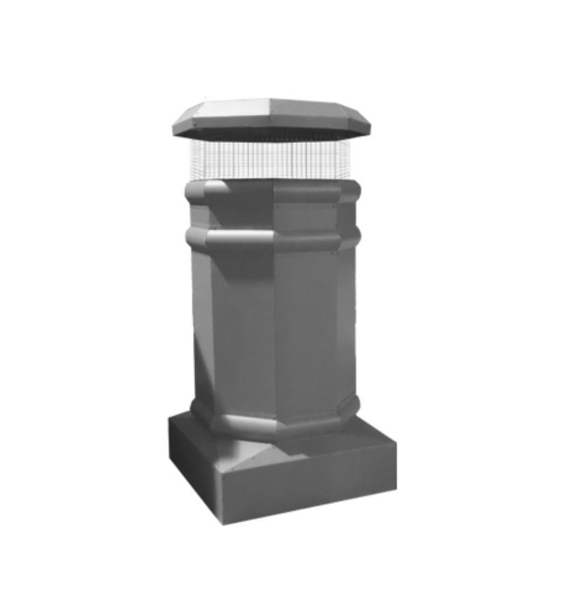 Isokern Ontario 38" Decorative Steel Chimney Pot - SQOCT-2138-TC