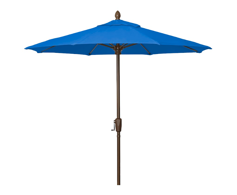 FiberBuilt Market Umbrella with Crank Lift, 7.5 Foot Antique Beige Marine Grade Canopy and Champagne Bronze Pole - 7MCRCB-8600