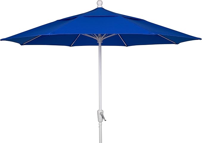 FiberBuilt Patio Umbrella with Crank Lift, 7.5 Foot Navy Blue Canopy and White Pole - 7HCRW-Navy Blue