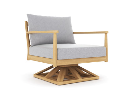 Royal Teak Collection Palma Sofa + 2 Swivel Chairs with Coffee Table and Side Table