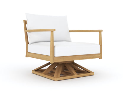 Royal Teak Collection Palma Sofa + 2 Swivel Chairs with Coffee Table and Side Table