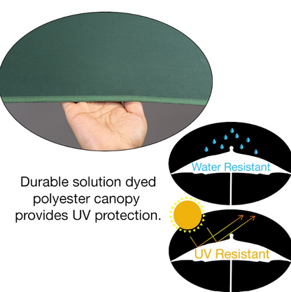 FiberBuilt Patio Umbrella with Crank Lift & Push Button Tilt, 9 Foot Navy Blue Canopy and White Pole - 9HCRW-T-Navy Blue